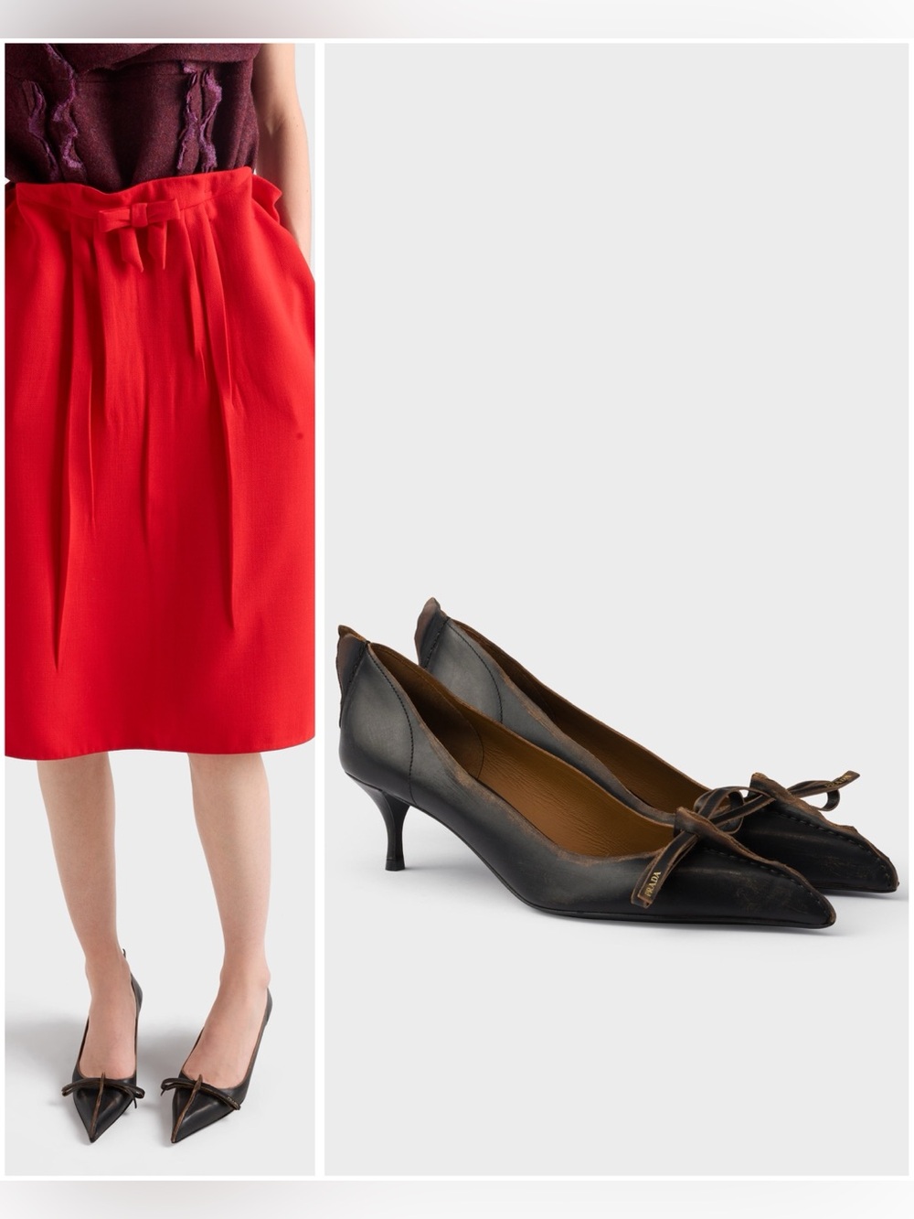 Prada FROM THE RUNWAY Antiqued leather pumps $1,590 38.5 - Picture 3 of 14